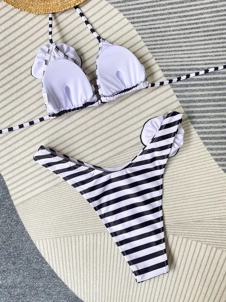 Sailor style striped triangle bikini