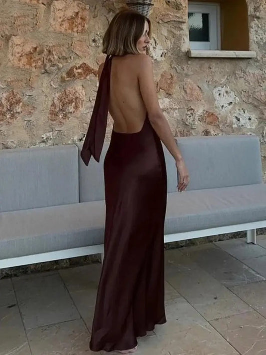 Backless satin dress