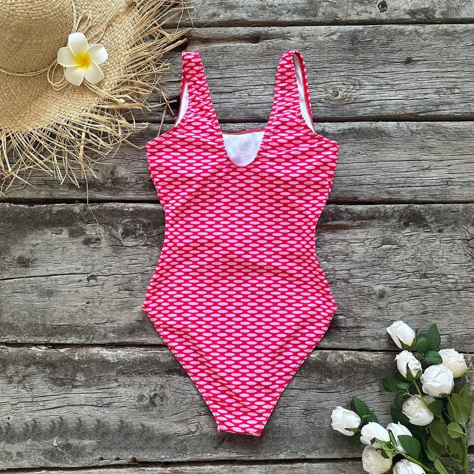 One-piece swimsuit with print