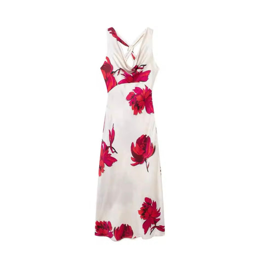 Floral print strap dress