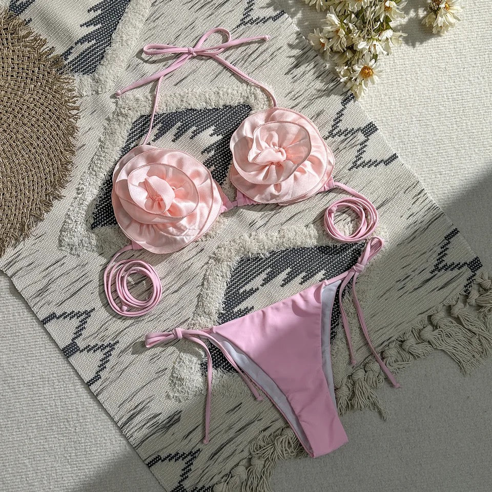 3D Flower Brazilian Bikini Set