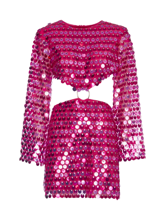 Mini openwork dress with sequins