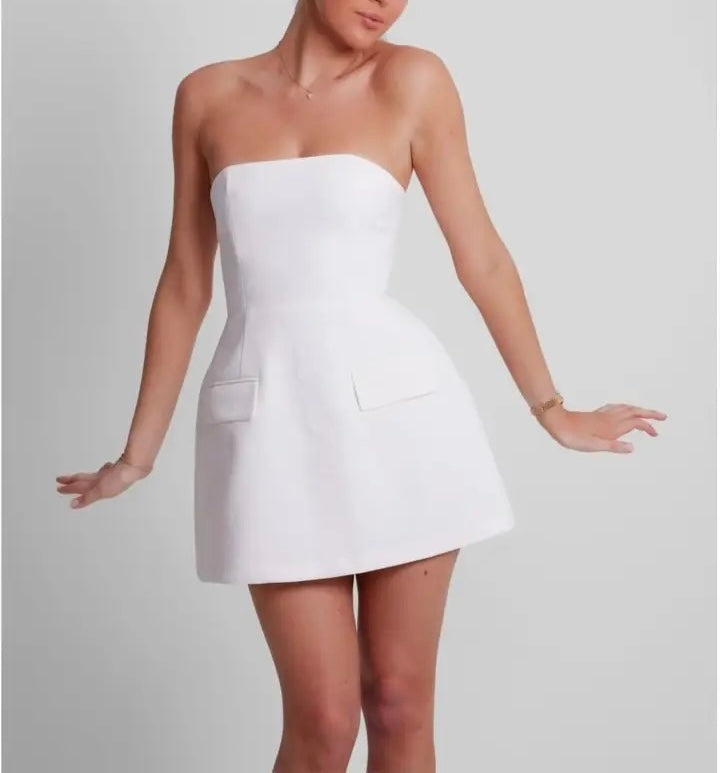 Short plain strapless dress