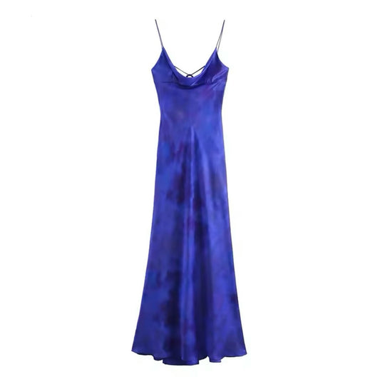 Blue satin dress