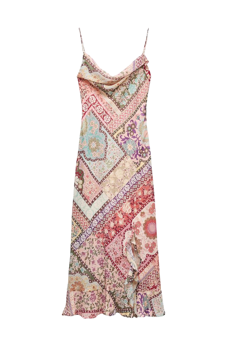 Pink printed long dress