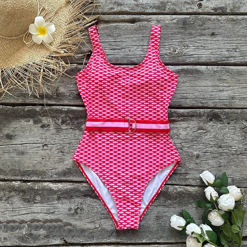 One-piece swimsuit with print