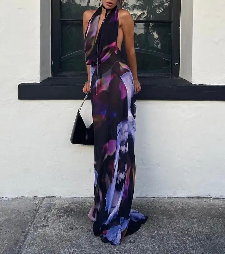 Long dress with open back