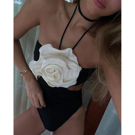 Lace-up Floral One-Piece Swimsuit