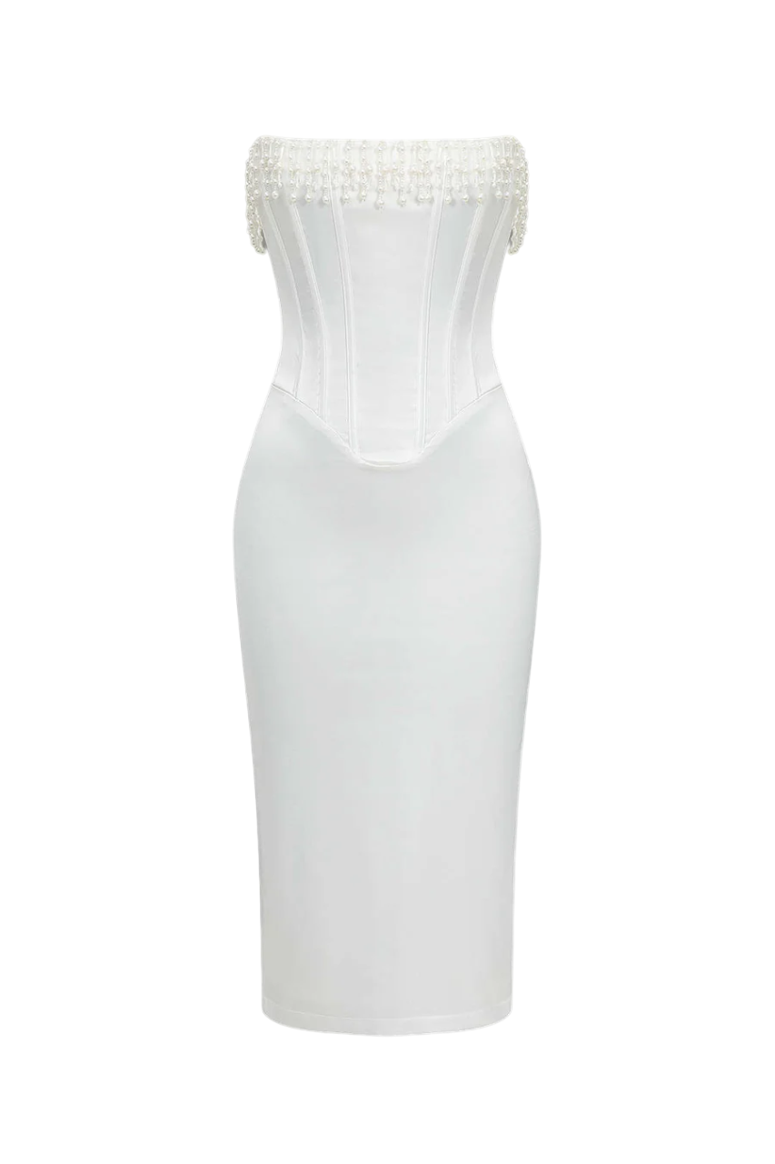 White strapless bodycon dress